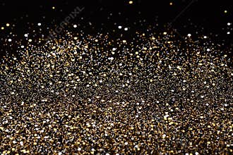 Christmas New Year Black and Gold Glitter background. Holiday abstract texture fabric