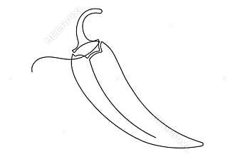 Minimalist spicy chili continuous one line outline simple illustration