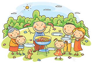 Big family having picnic