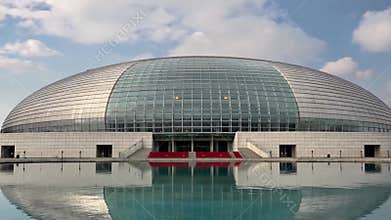 Panoramic view of the National Centre for the Performing Arts building, Generative AI