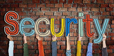 Security Word Concepts and Brick wall Background