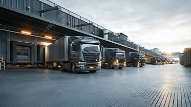 a convoy of trucks from a logistics company on a highway