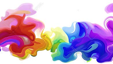 Colorful Rainbow Paint Swirls on White Background
