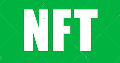 Animation of white nft text on transparent background