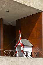 Schengen concept with miniature border barrier in Luxembourg