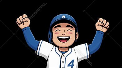 Baseball player clipart cartoon boy smiling helmet cheerful animated