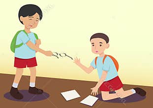 Boy helping another kid