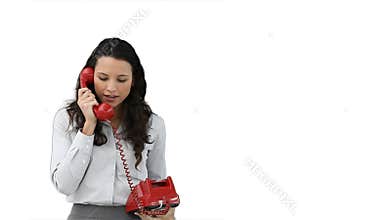 Woman talking to someone on the telephone
