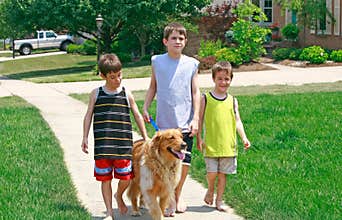 Kids Walking the Dog