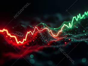 Abstract Neon Stock Market Chart Glow Background