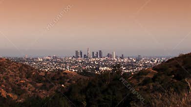 Los Angeles Skyline at Sunset (zoom HD)