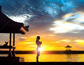 Yoga Meditation at Beach in Bali