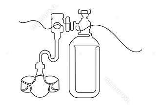 Continuous line drawing of oxygen cylinder minimalist illustration isolated medical art