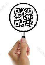 Magnifying glass with qr-code