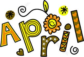 April Month of the Year Doodle Text Lettering