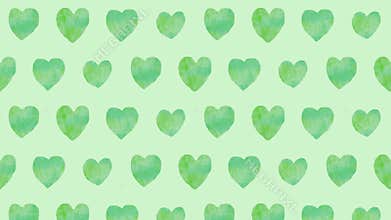 Cute hand drawn watercolor hearts seamless loop animation. motion background.