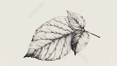 Detailed hand drawn illustration of two leaves