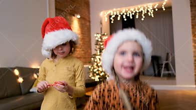 Capture Joyful Holiday Moments with Kids Wearing Cute Santa Hats Full of Cheer and Smiles