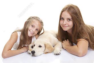 Family pet dog with kids