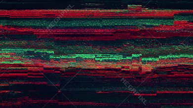 Glitch TV Noise Abstract With Colorful Horizontal Stripes And Digital Distortion