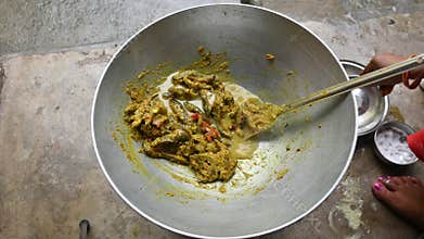 Small Snakehead or Channa orientalis fish curry.