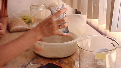 Pretty Goldfish swimming inside a glass laboratory beaker