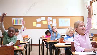 Pupils raising their fingers