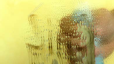 Erasing Sins concept. Close up Hand cleaning mirror wiping out belief sins