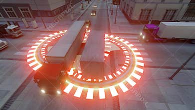 Autopilot truck gps Artificial intelligence concept.