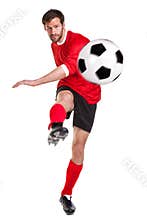 Footballer cut out on white