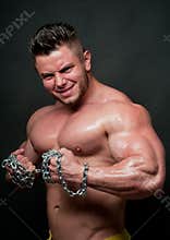 Bodybuilder with a chain