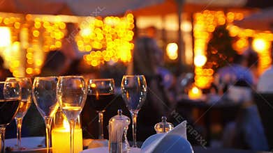 Glasses standing on the table - elite restaurant at night time