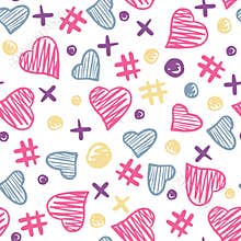 Hearts elements seamless pattern. 14 february. Valentine Day backdrop
