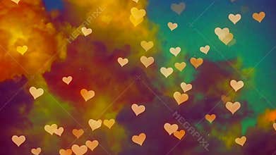 Flying hearts. St. Valentine`s Day