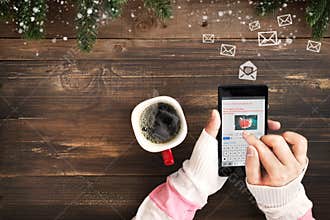 Christmas and New Year holiday greetings email concept