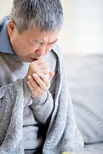 Asian elderly sick man cough