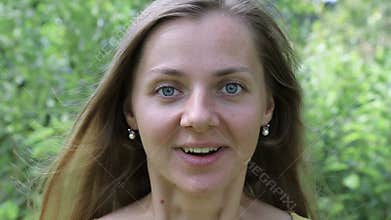 Beautiful woman rejoices from winning, success. Joy, happiness. Girl without makeup