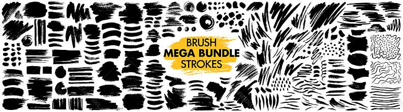 Mega bundle of different ink brush strokes