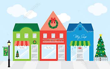 Shopping Center with Christmas Decoration