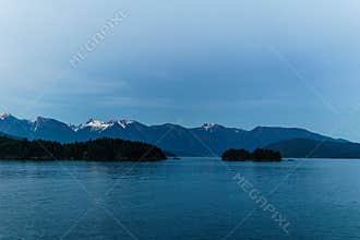 ocean and mountains view from ferry Howe Sound near Gibsons Canada