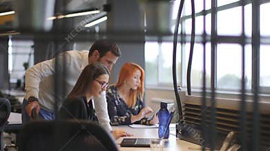 Business people group have meeting and working in modern bright office indoor