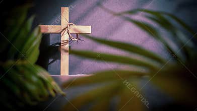 Lent Season,Holy Week and Good Friday concepts - image of wooden cross in vintage background