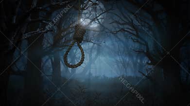 Noose Swinging in a Haunted Forest 4K Loop