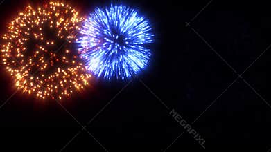 Pack of beautiful fireworks explosion