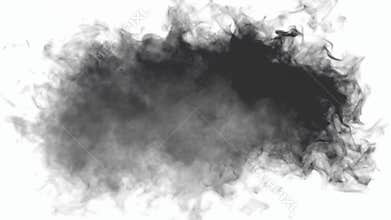 Animation of cloud of black smoke appearing and disappearing on white background