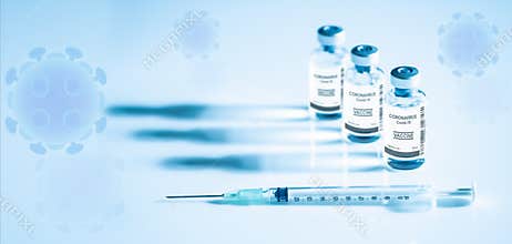 Coronavirus covid-19 background of coronavirus covid-19 vaccine for injection with syringe for infected patient treatment and for