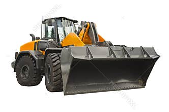 Wheel front loader, front view