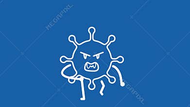 Virus Covid-19 attacks a person. Sanitizer, a liquid antibacterial soap helps to avoid the spread of viral infection.