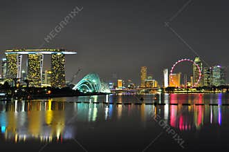 Colourful cityscape at Marina Bay, Singapore