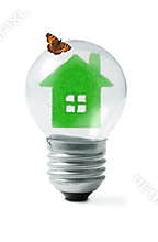 Grass house in Light bulb and butterfly collage